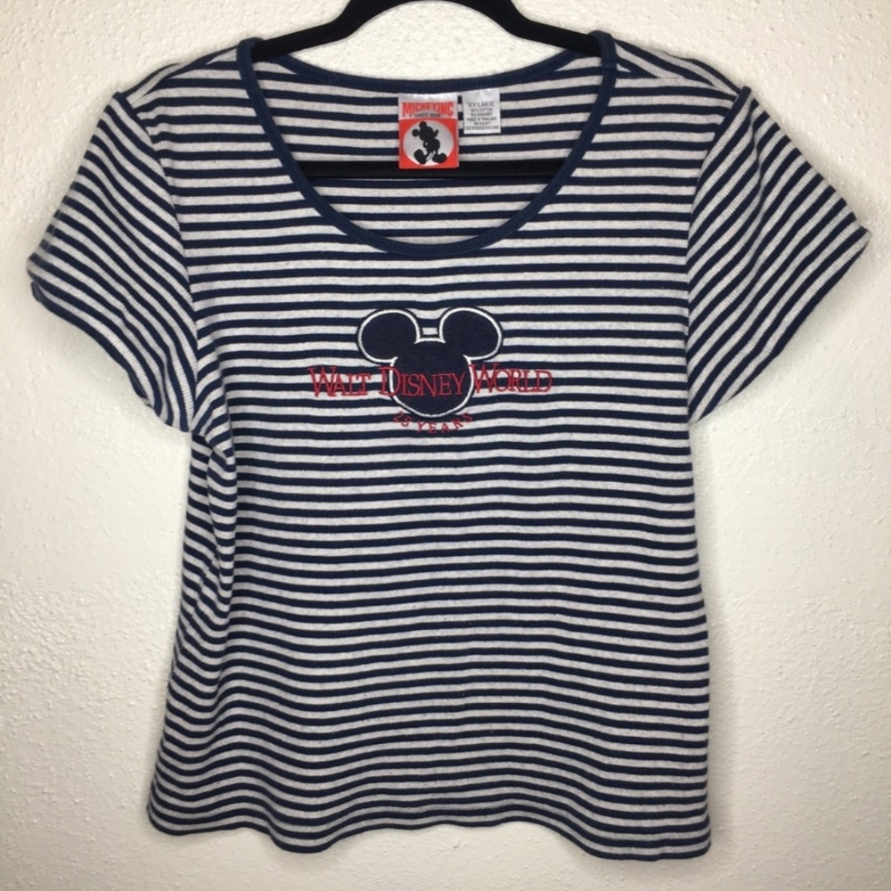 Vintage Walt Disney World '25 Years Anniversary' Striped Top XXL
